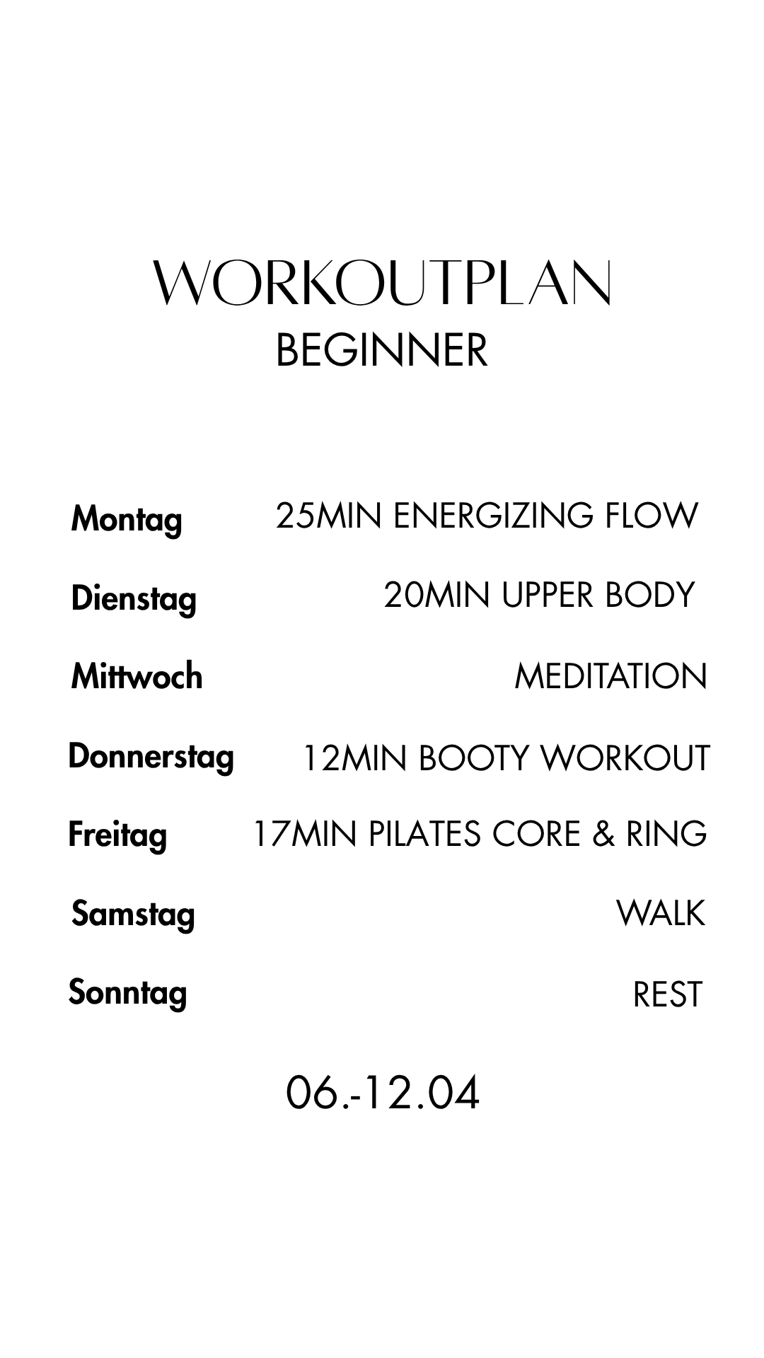 Workoutplan Beginner