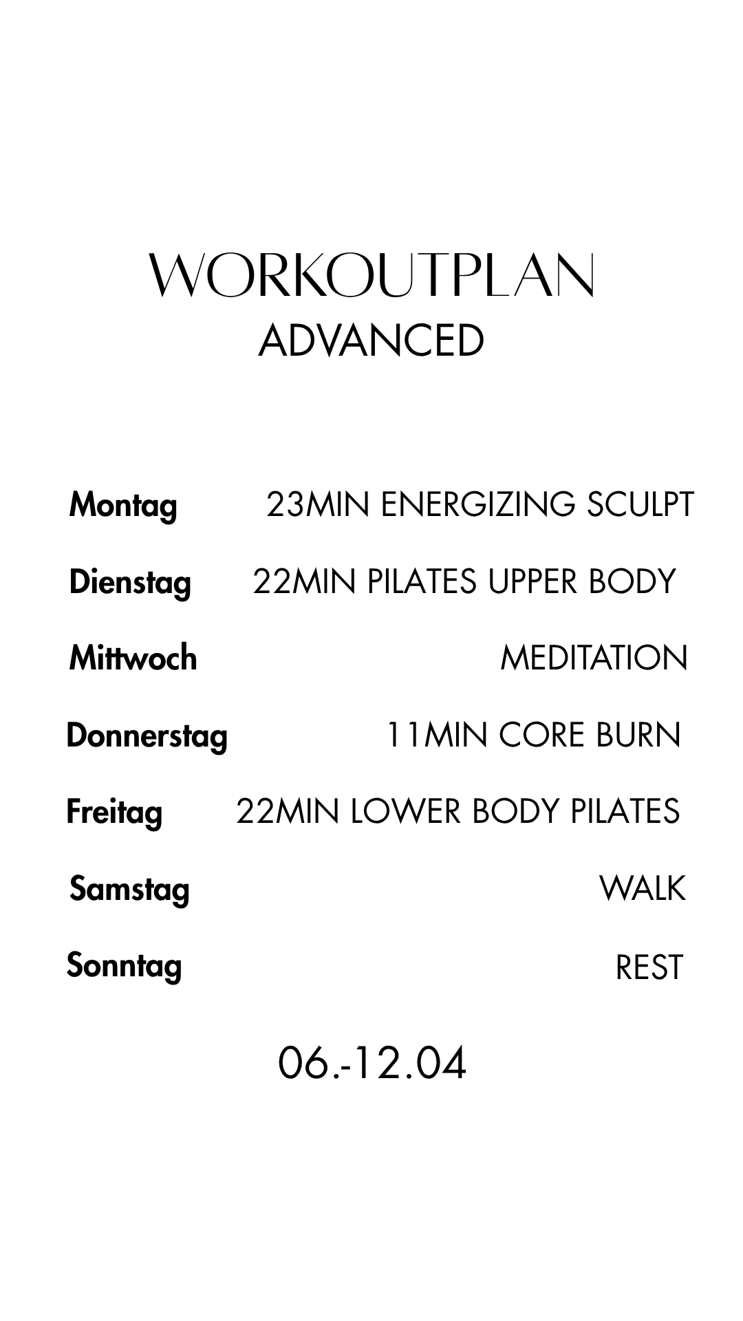 Workoutplan Advanced