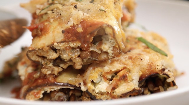 (Noodle-less) Eggplant Lasagna Roll-Ups