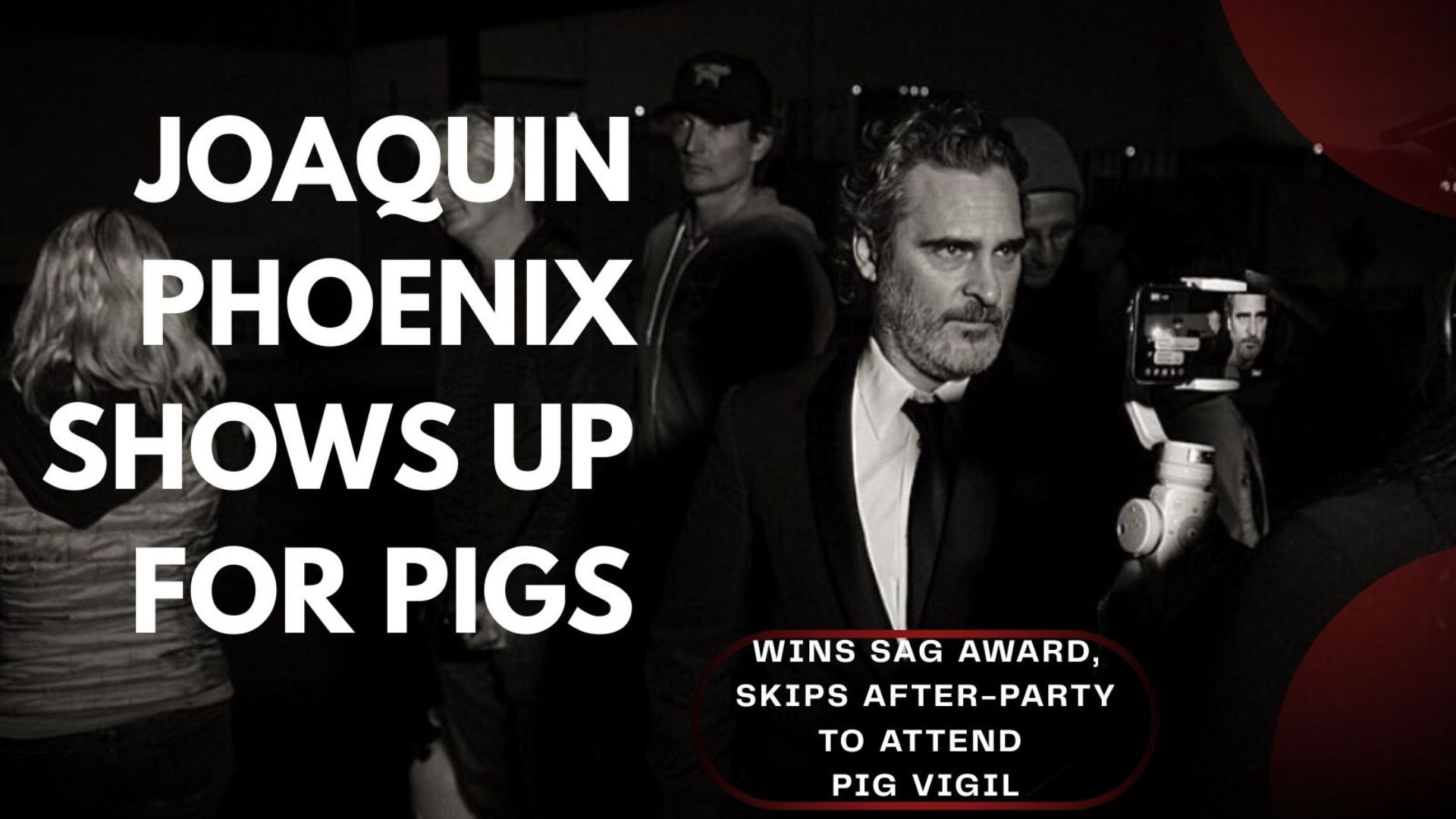 Joaquin Phoenix Comforts Pigs