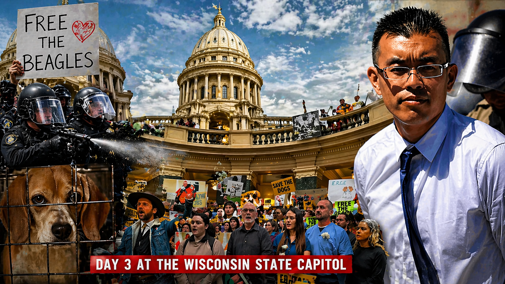 Beagle Activists, Governor in Capitol Standoff