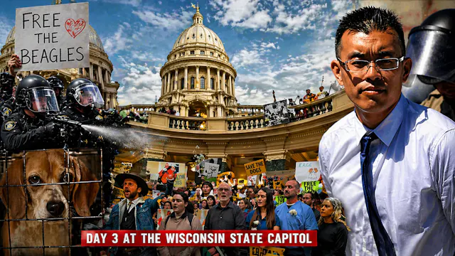 Beagle Activists, Governor in Capitol...