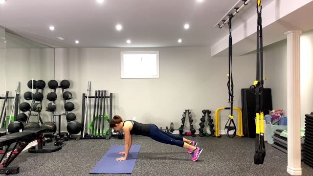 Plank Up and Down to Crunches 