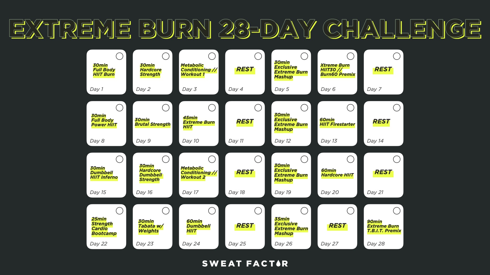 EXTREME BURN 28-DAY CALENDAR