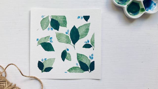 Simple Leaf and Berry Pattern - Brush...