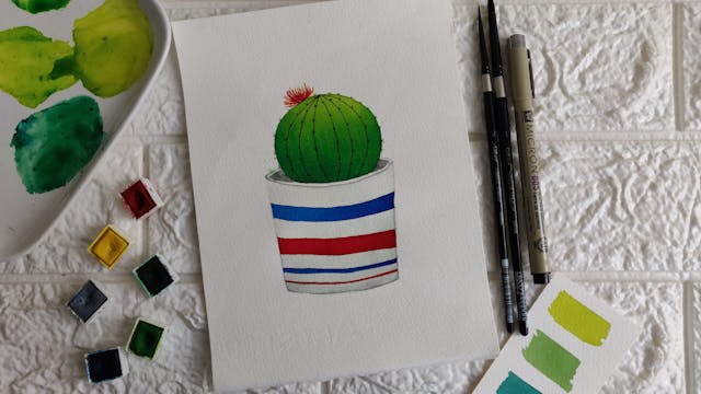 Cactus in a pot - Wet-on-Wet