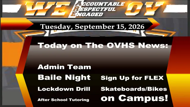 09/15/26 OVHS News