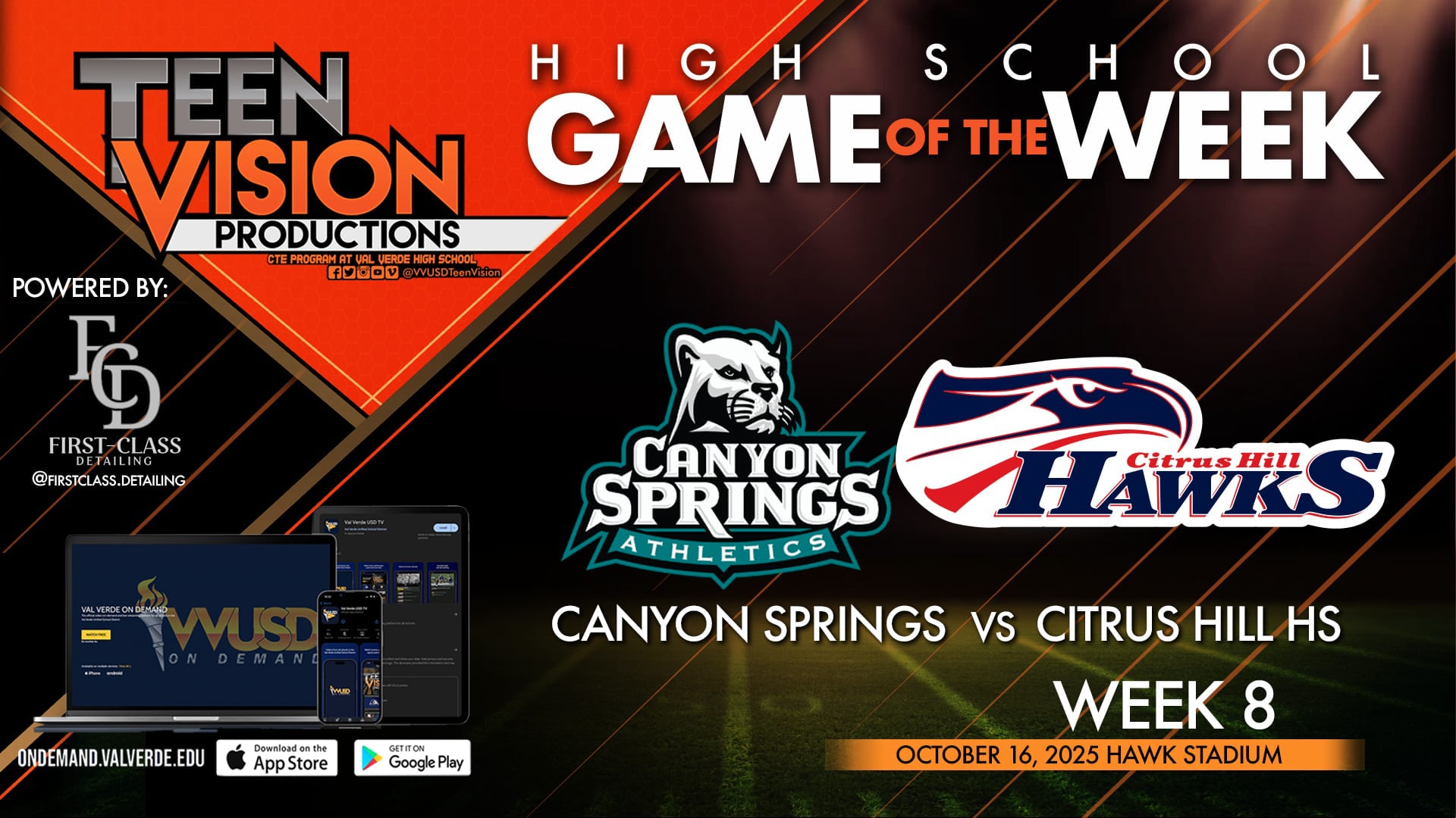 10/17/25 HS Football wk8 Citrus Hill vs Canyon Springs HS