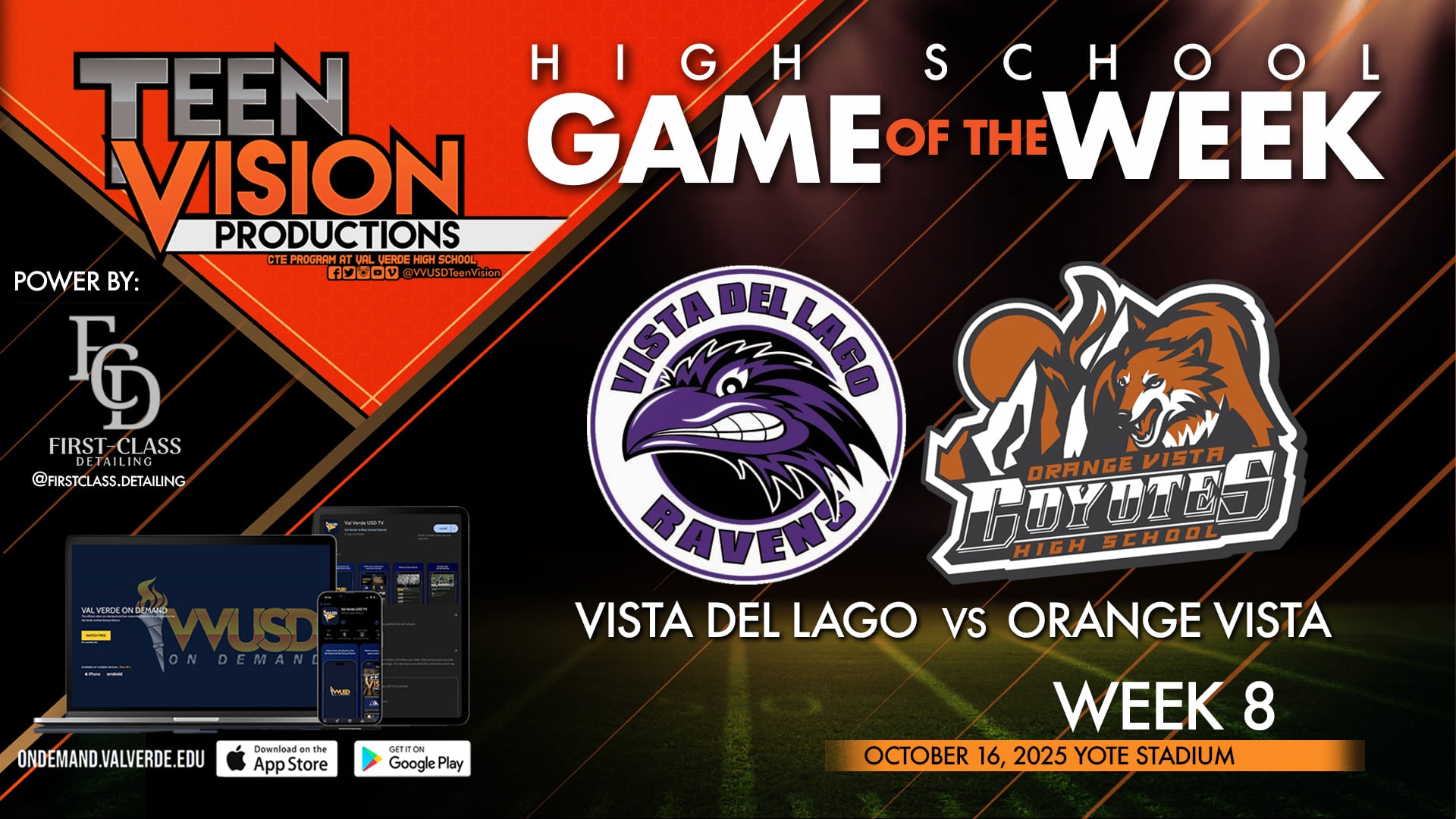 10/16/25 HS Football wk8 Orange Vista vs Vista Del Lago HS