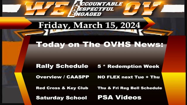 OVHS News  - 03/15/2024