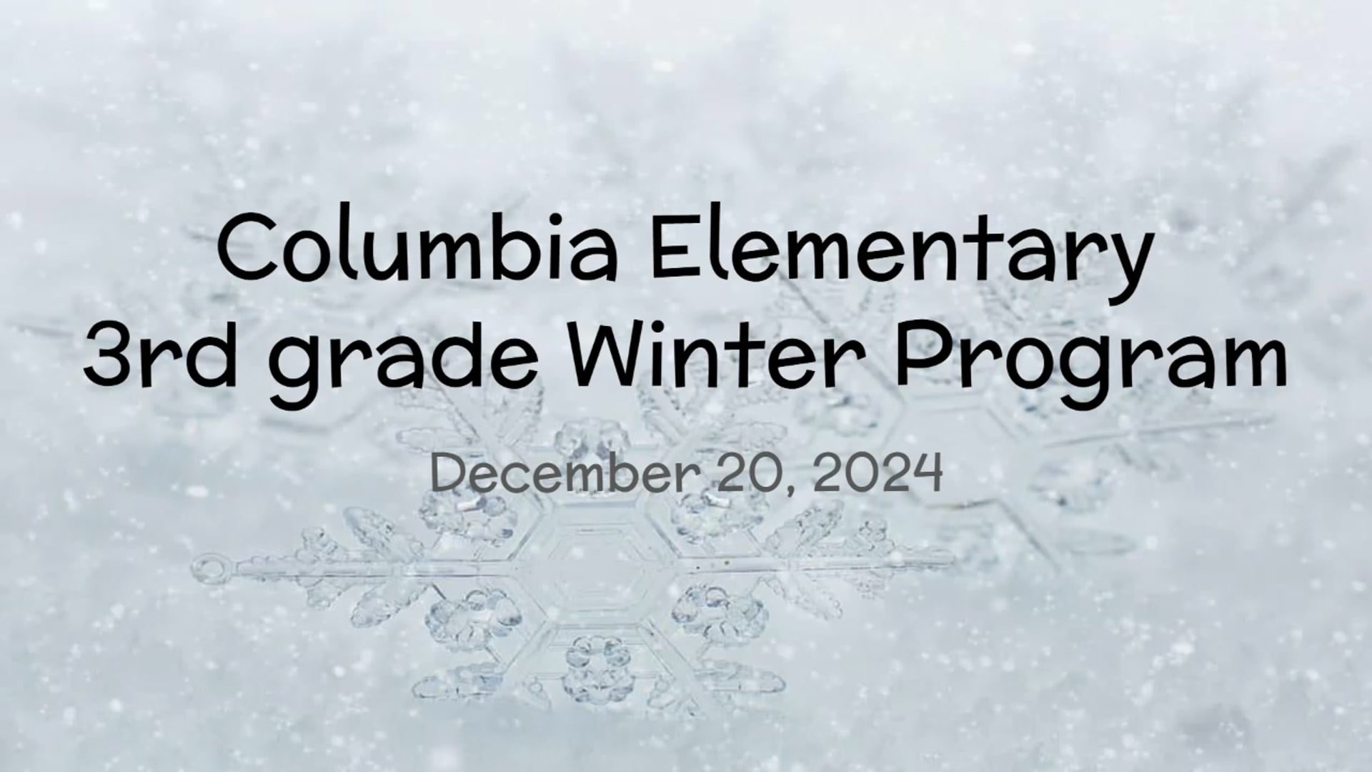Columbia Elementary 3rd Grade Winter Performance 