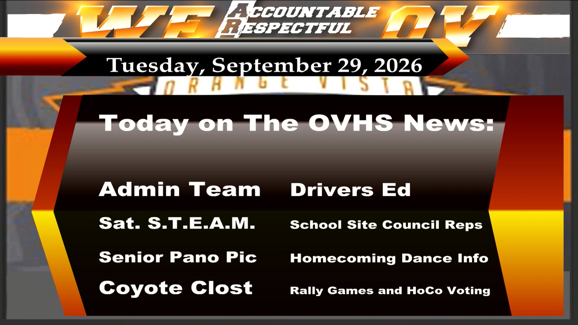 09/29/26 OVHS News