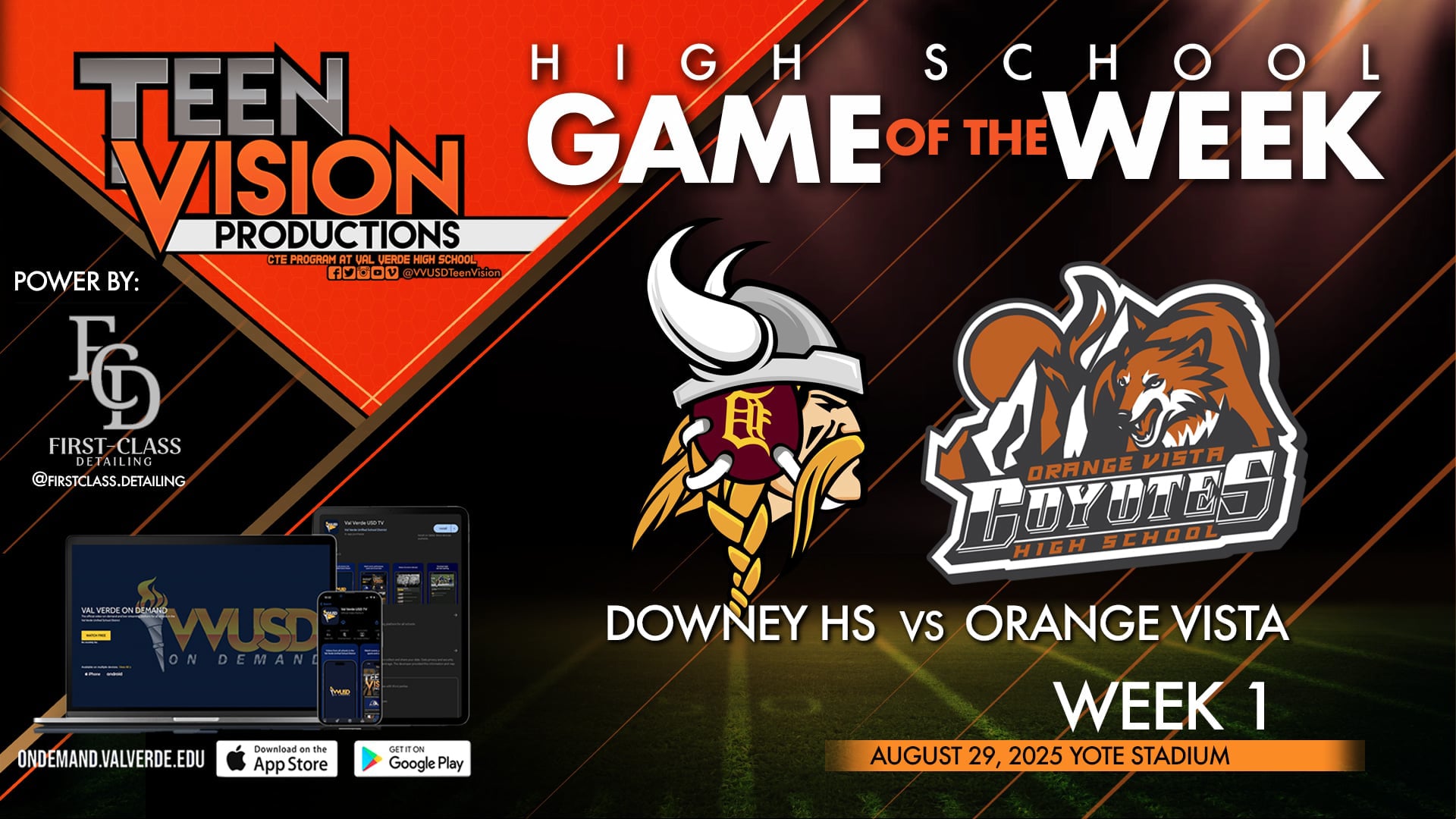 08/29/25 HS Football wk1 Orange Vista vs Downey HS