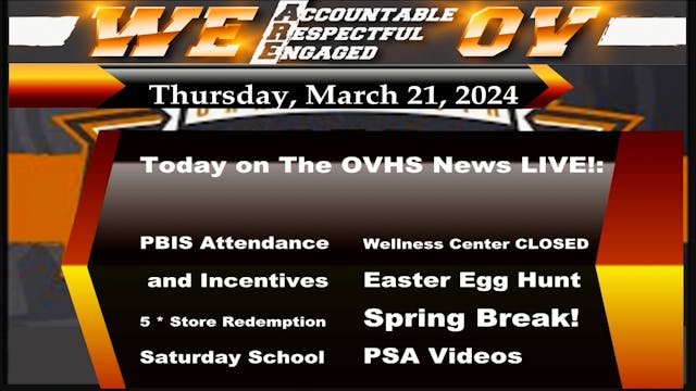 OVHS News - 3/21/04