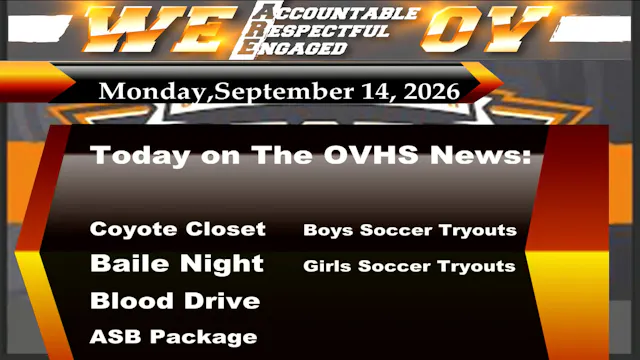09/14/26 OVHS News