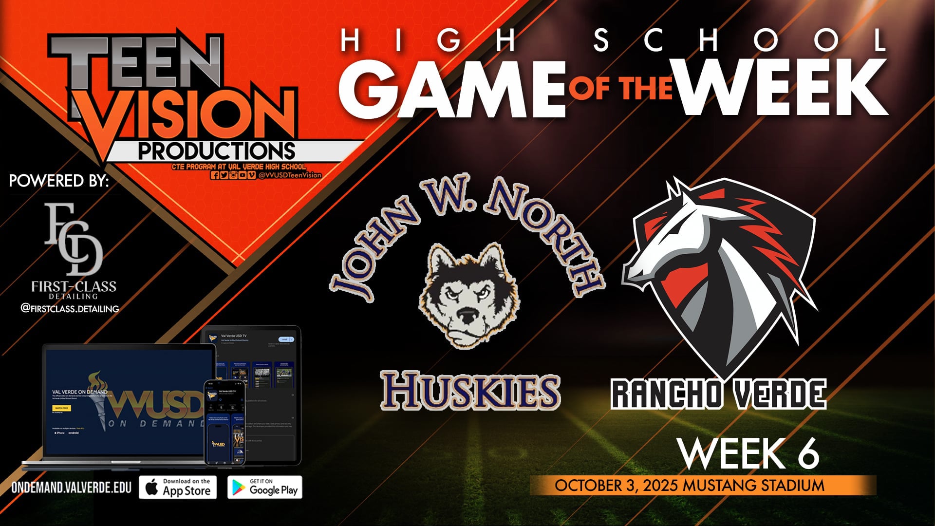 10/03/25 HS Football wk6 Rancho Verde vs JW North