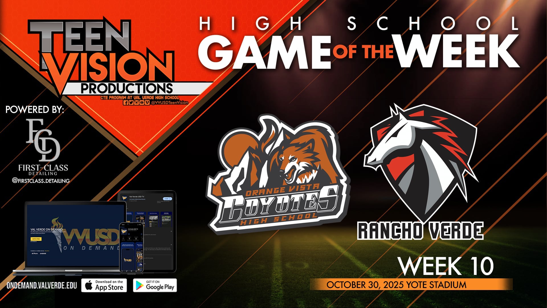 10/30/25 HS Football wk10 Rancho Verde vs Orange Vista