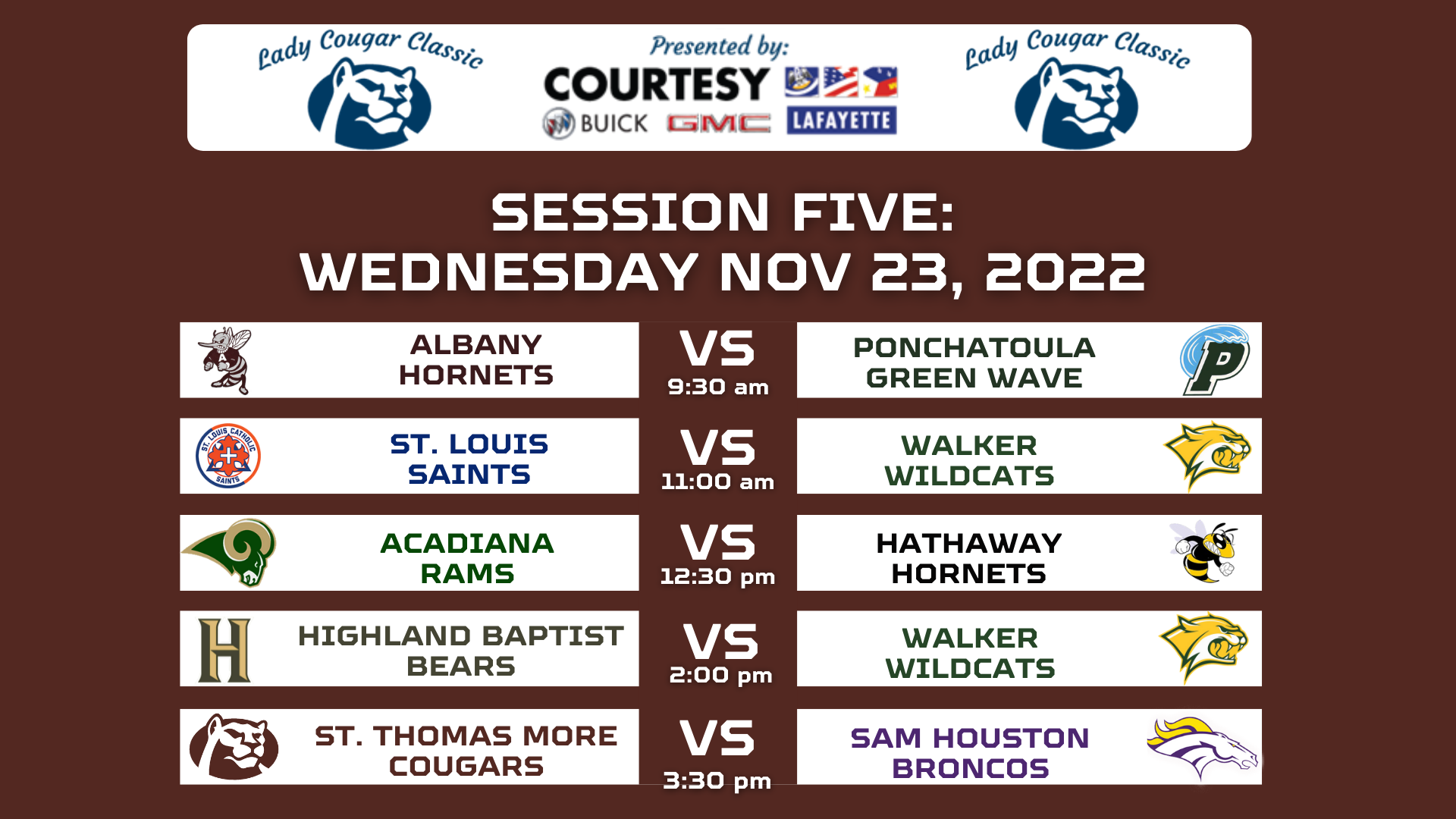 Girls Basketball- Lady Cougar Classic: Session Five