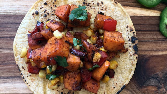 Sweet Potato Hash with Corn & Red Bell Peppers