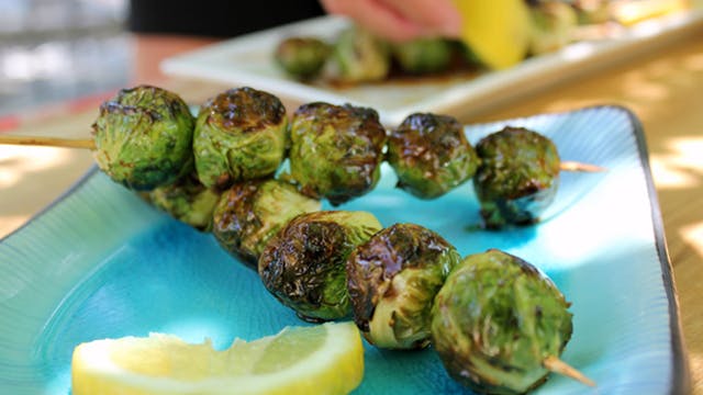 Grilled Tamari Glazed Brussels Sprouts