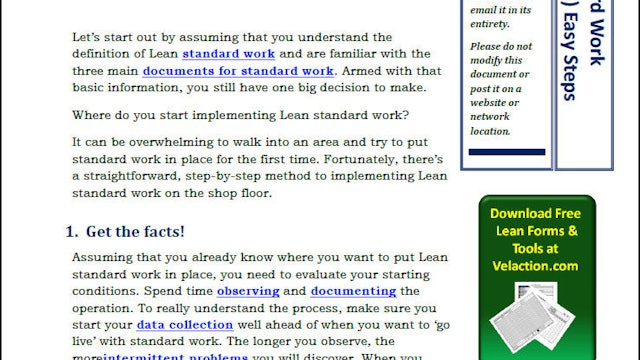 Standard Work in 8 (Not So) Easy Steps (PDF Article)