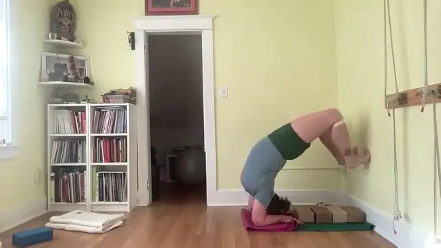 3-23-26 Gulnaaz Yoga Club 2026 Learn to drop back from Pincha Mayurasana, open palm Sirsasana and Sirsasana using props