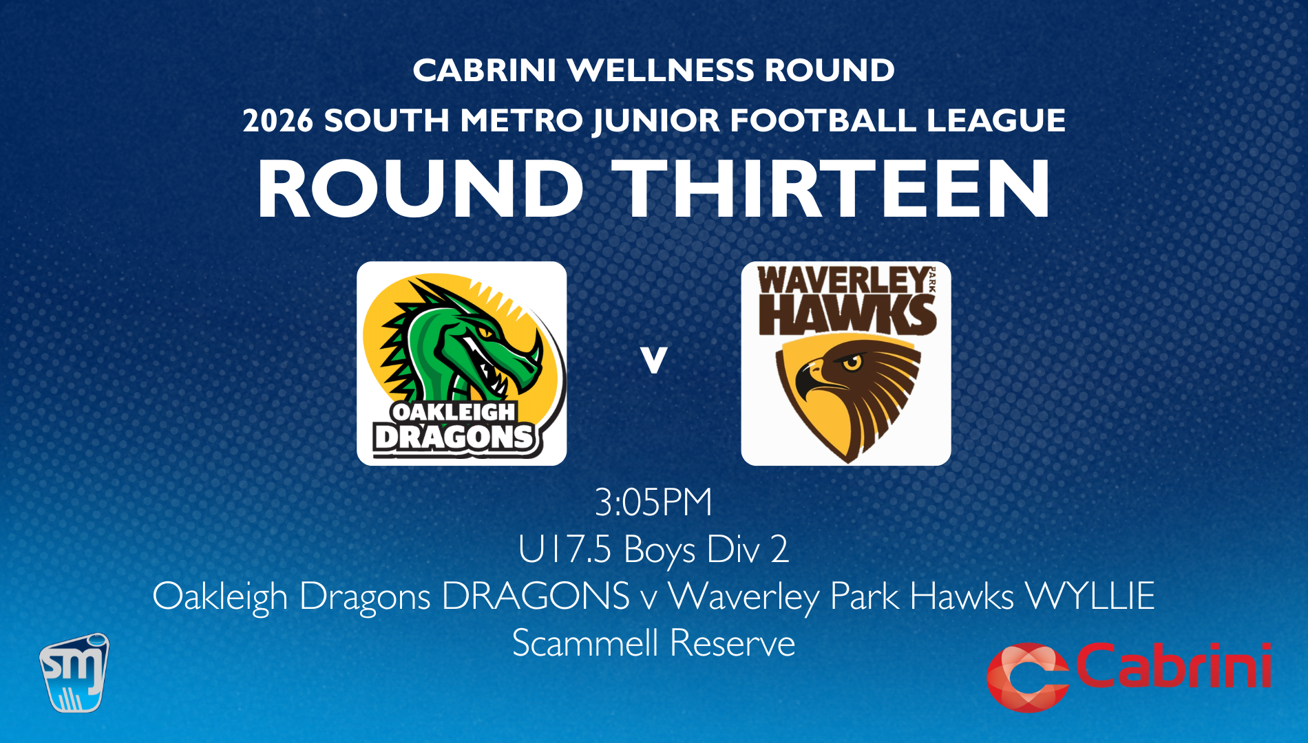 SMJFL R13: U17.5 Boys Div 2 - Oakleigh v Waverley Park