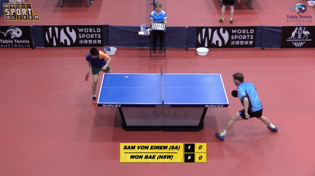 Men's Singles: Sam Von Einem (SA) vs. Won Bae (NSW)