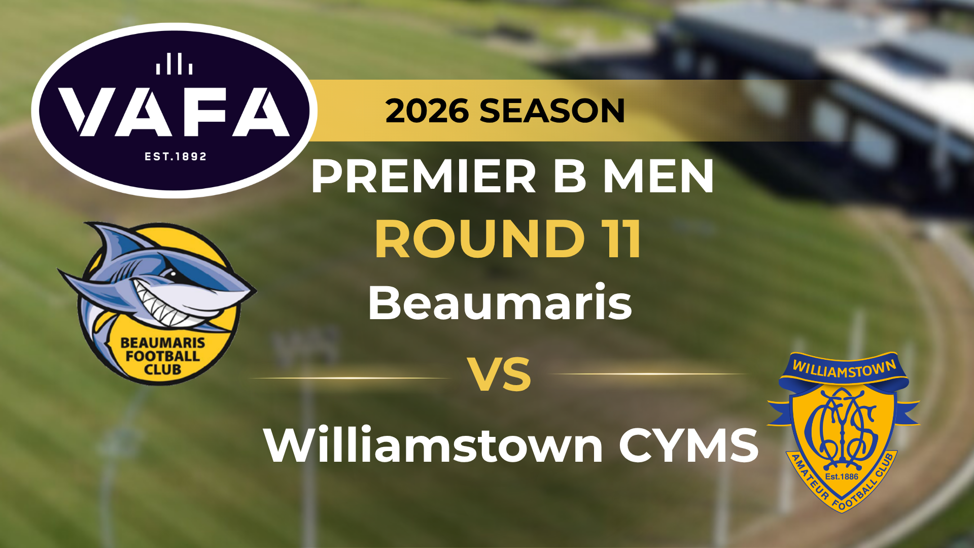 VAFA 2026 R11 PREM B Men's Beaumaris V Williamstown CYMS