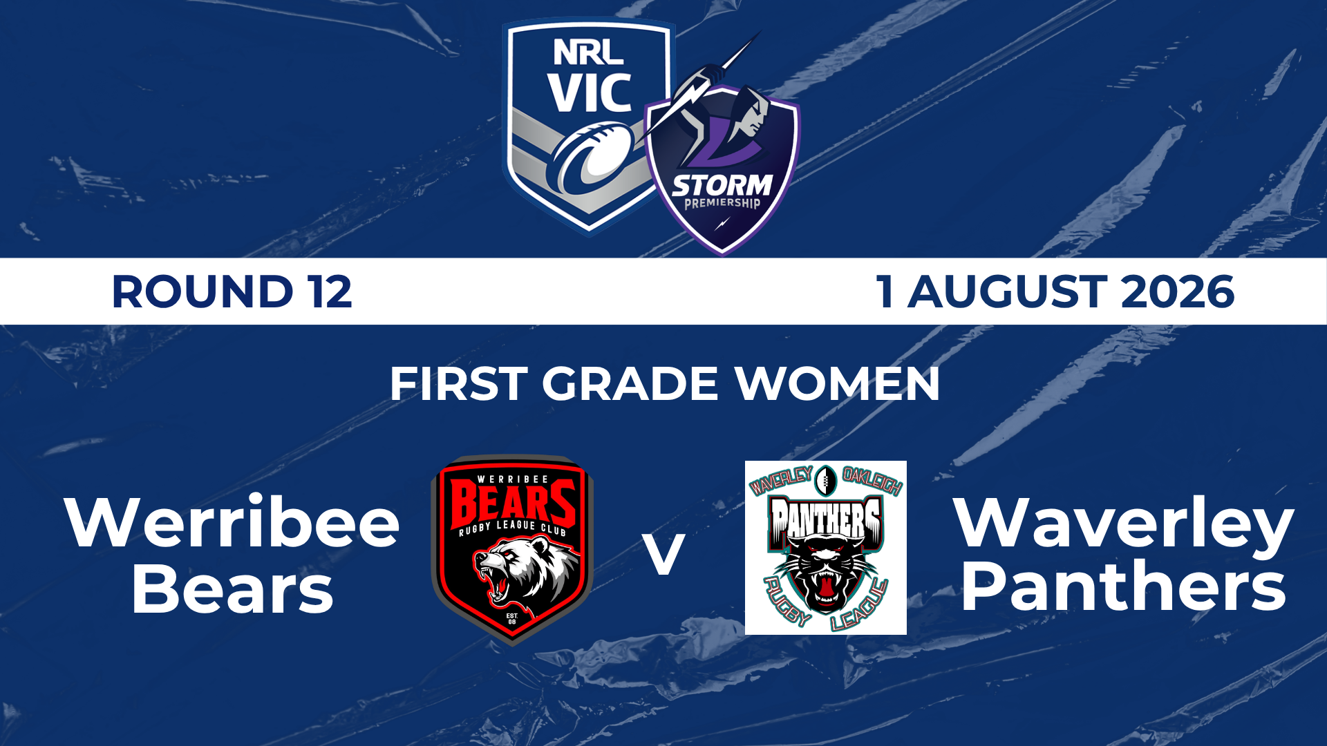 H2 2026 R12 First Grade Womens Werribee Bears V Waverly Panthers