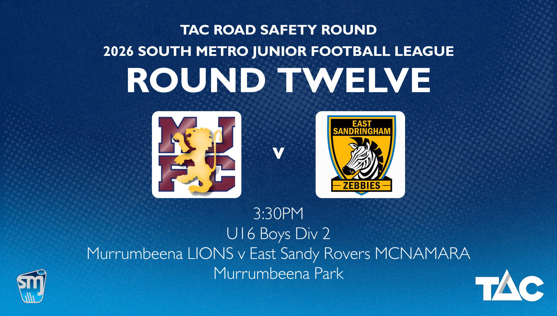 SMJFL R12: U16 Boys Div 2 - Murrumbeena v East Sandy Rovers