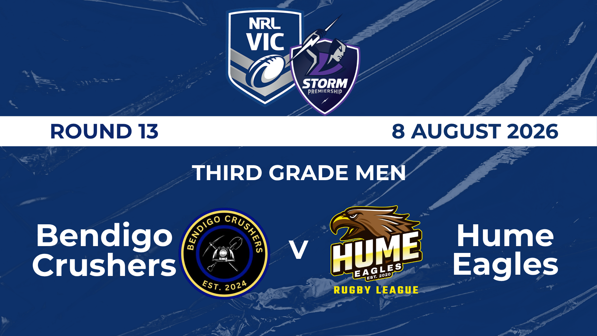 H2 2026 RD13 Third Grade Mens Bendigo Crushers V Hume Eagles