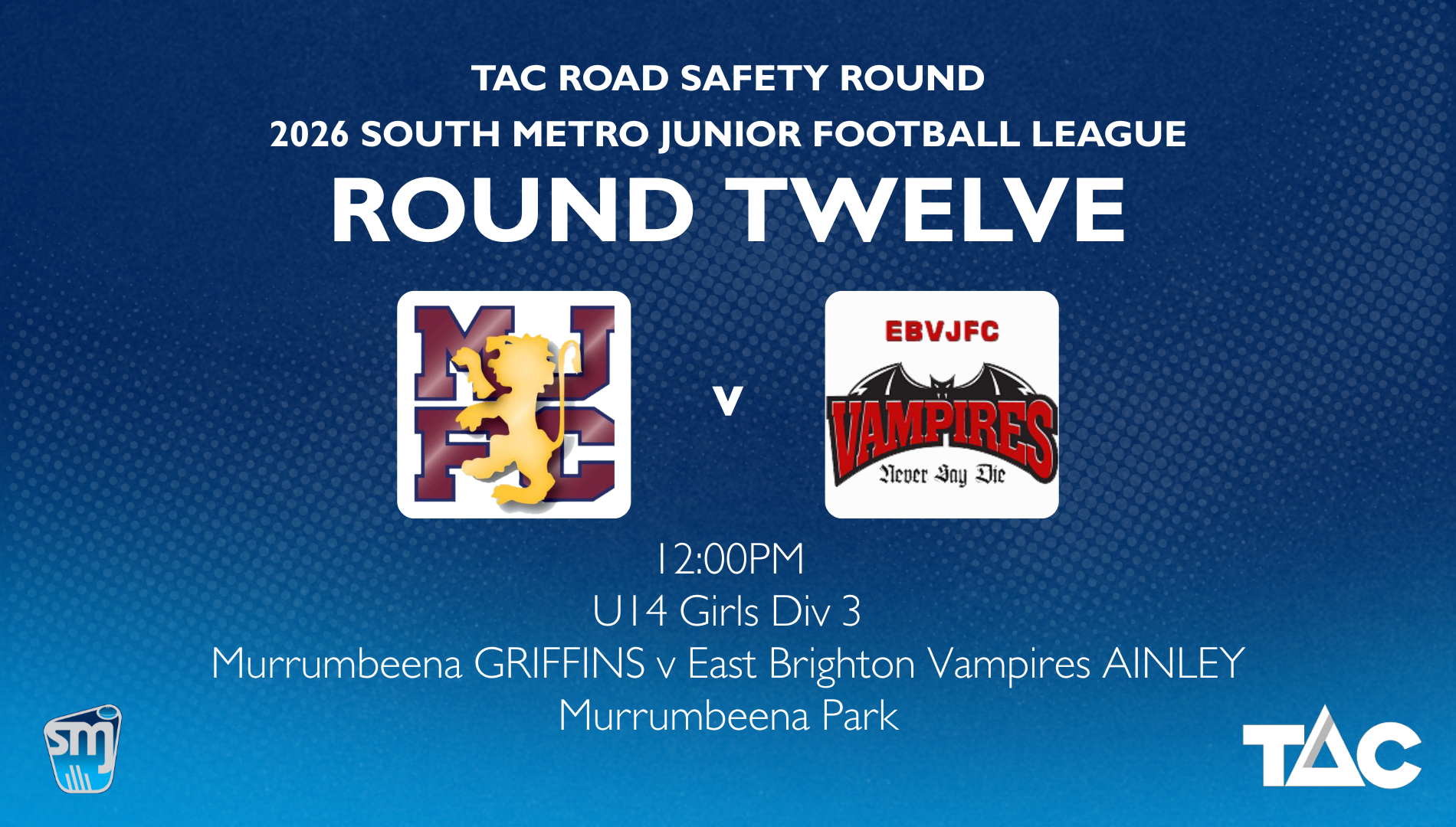 SMJFL R12: U14 Girls Div 3  - Murrumbeena v East Brighton Vampires