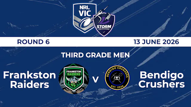 H2 2026 RD6 TGM Frankston Raiders V B...