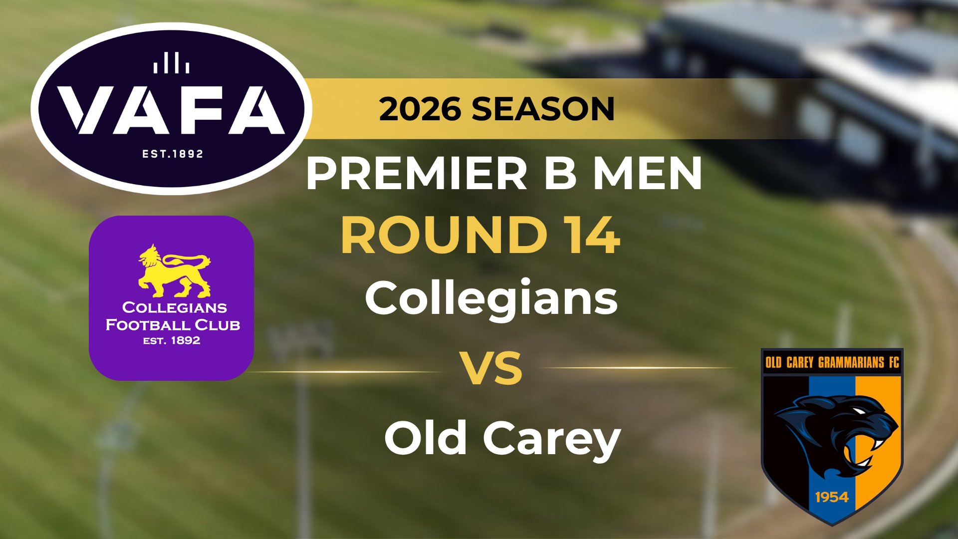 VAFA 2026 R14 PREM B Men's Collegians V Old Carey