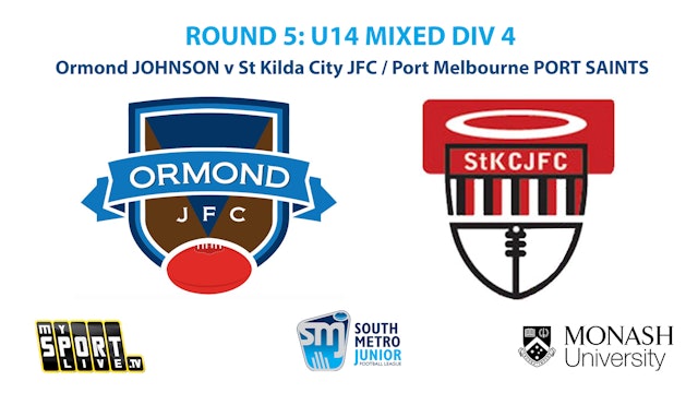 R5: U14 Boys Div 4 - Ormond V St Kilda City / Port Melbourne