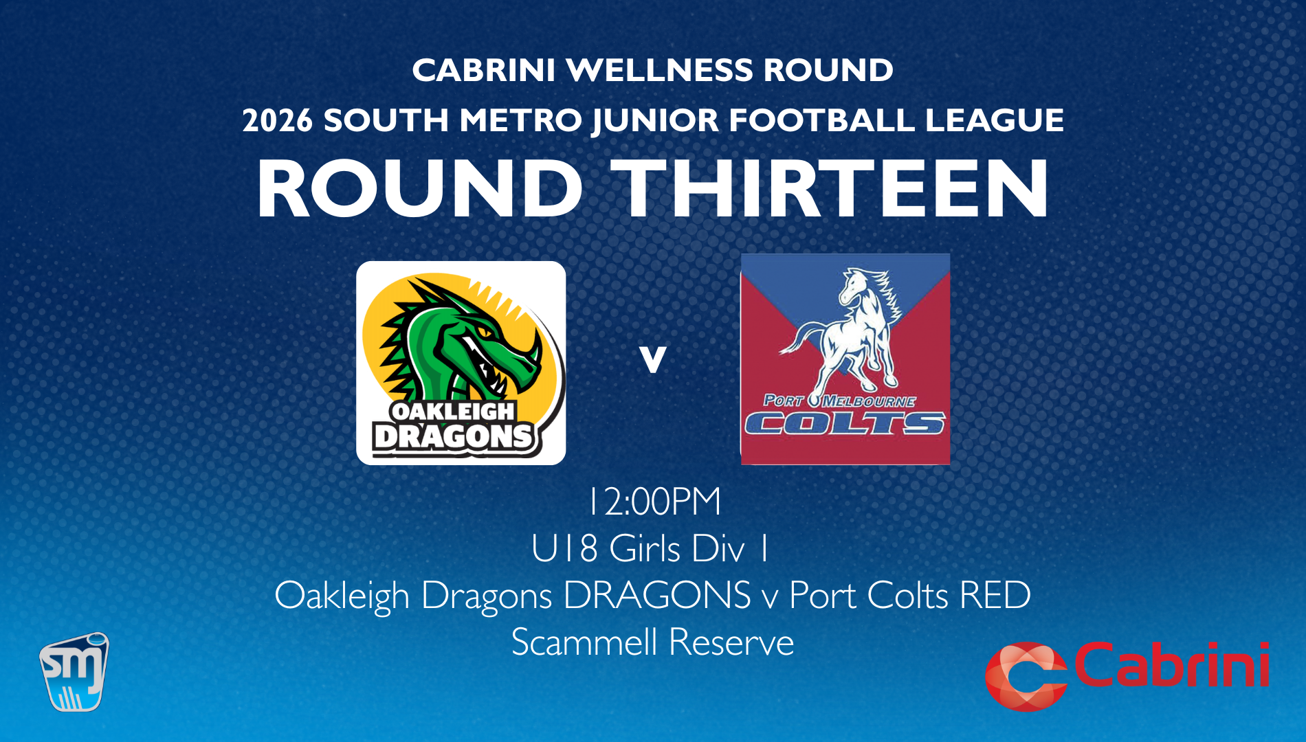 SMJFL R13: U18 Girls Div 1 - Oakleigh v Port Colts