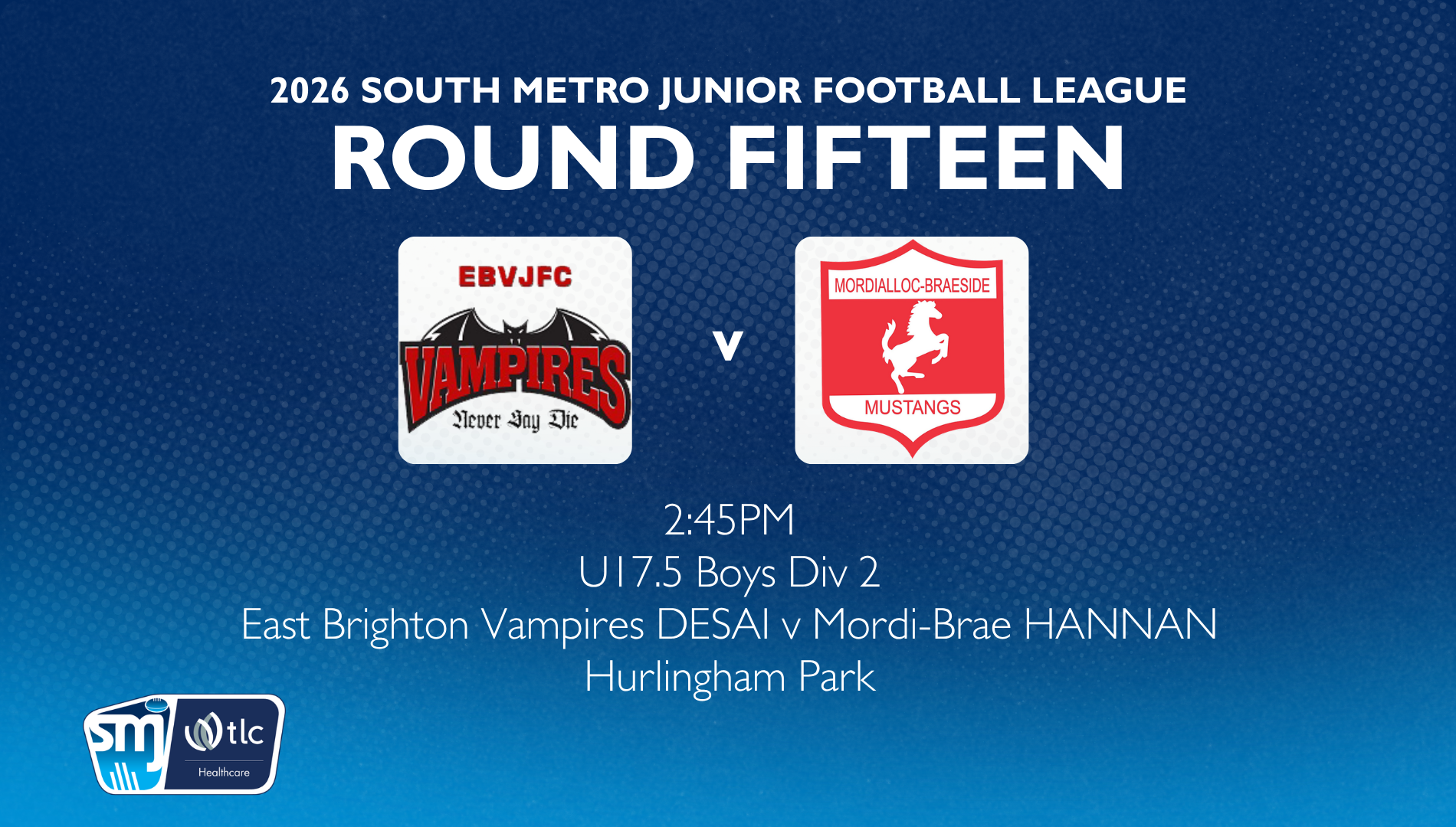 SMJFL R15: U17.5 Boys Div 2 East Brighton Vampires v Mordi-Brae