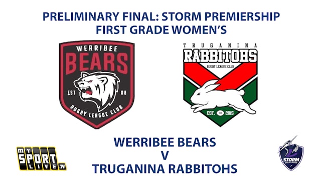 2023 PRELIM FINAL - First Grade Womens: Werribee Bears vs Truganina Rabbitohs