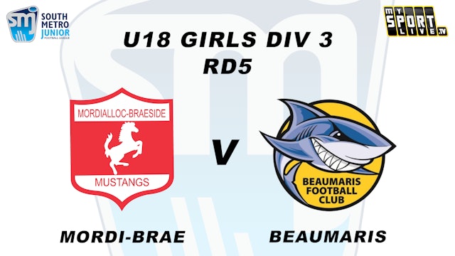 2024 SMJFL RD5 U18 Girls Mordi-Brae v Beaumaris