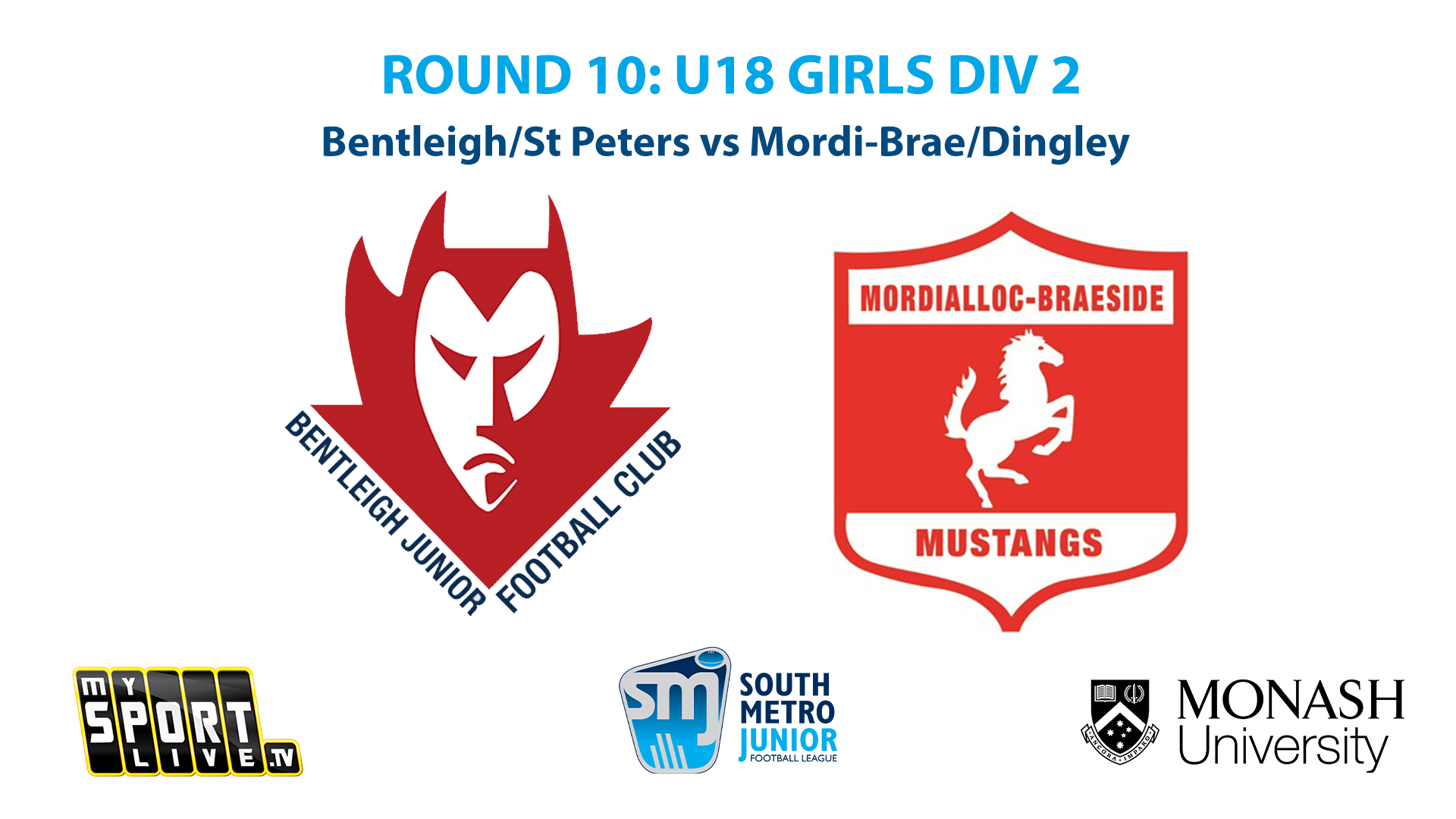 SMJFL R10: U18 Girls Div 2 - Bentleigh/St Peters vs. Mordi-Brae/Dingley