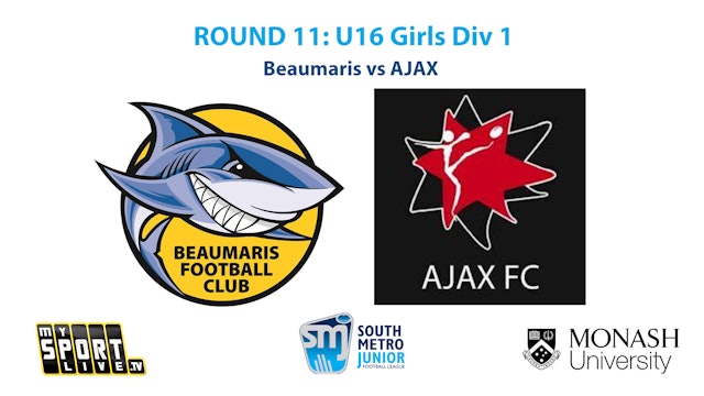 SMJFL R11: U16 Girls Div 1 - Beaumaris vs AJAX
