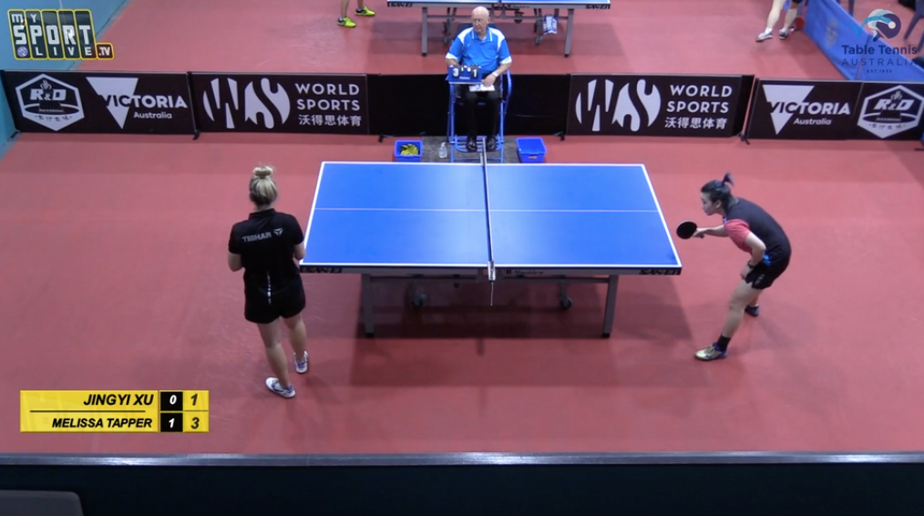 Womens' Singles: Jinhyi Xu (QLD) vs. Melissa Tapper (VIC)