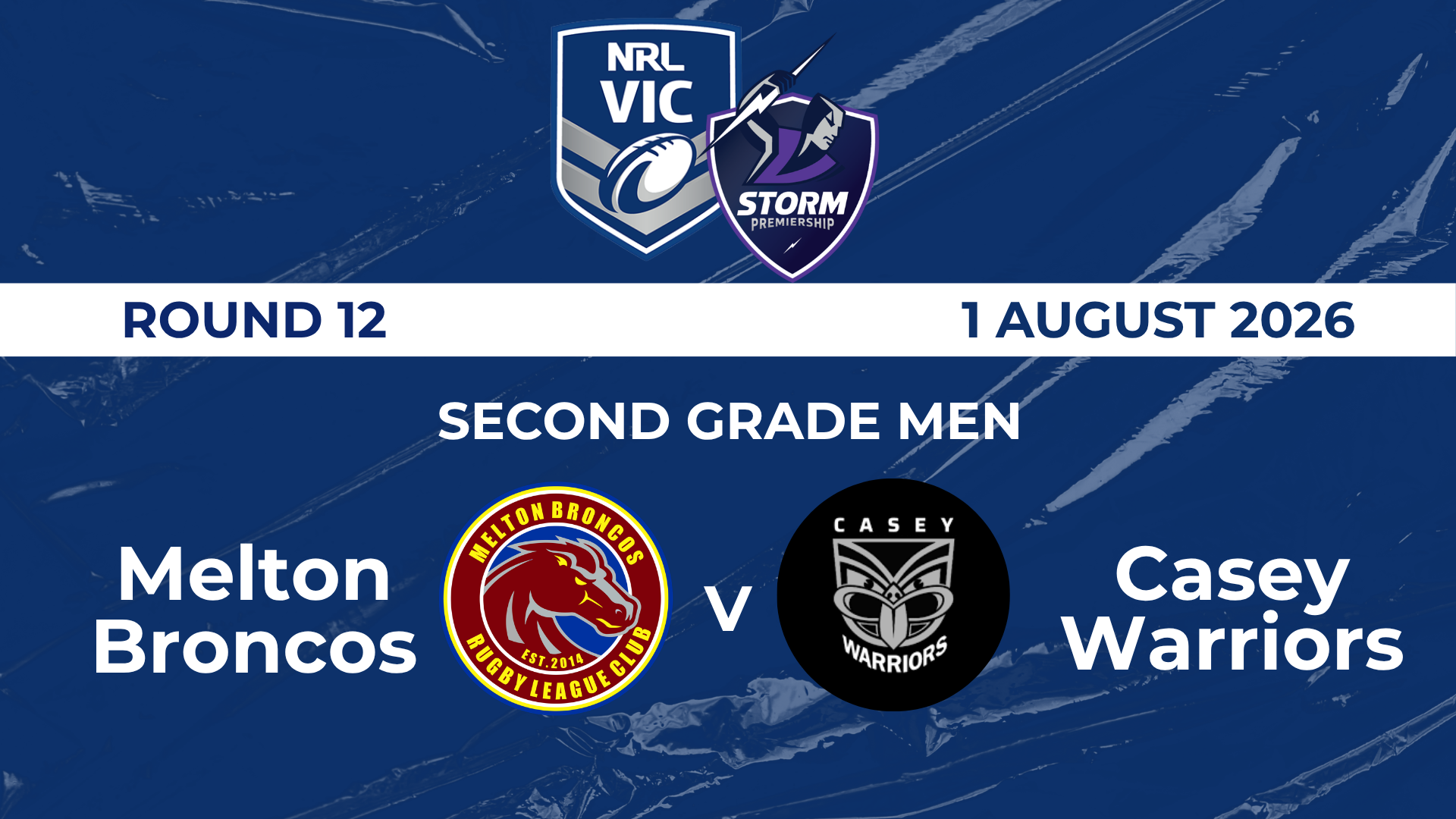 H1 2026 R12 Second Grade Men Melton Broncos V Casey Warriors