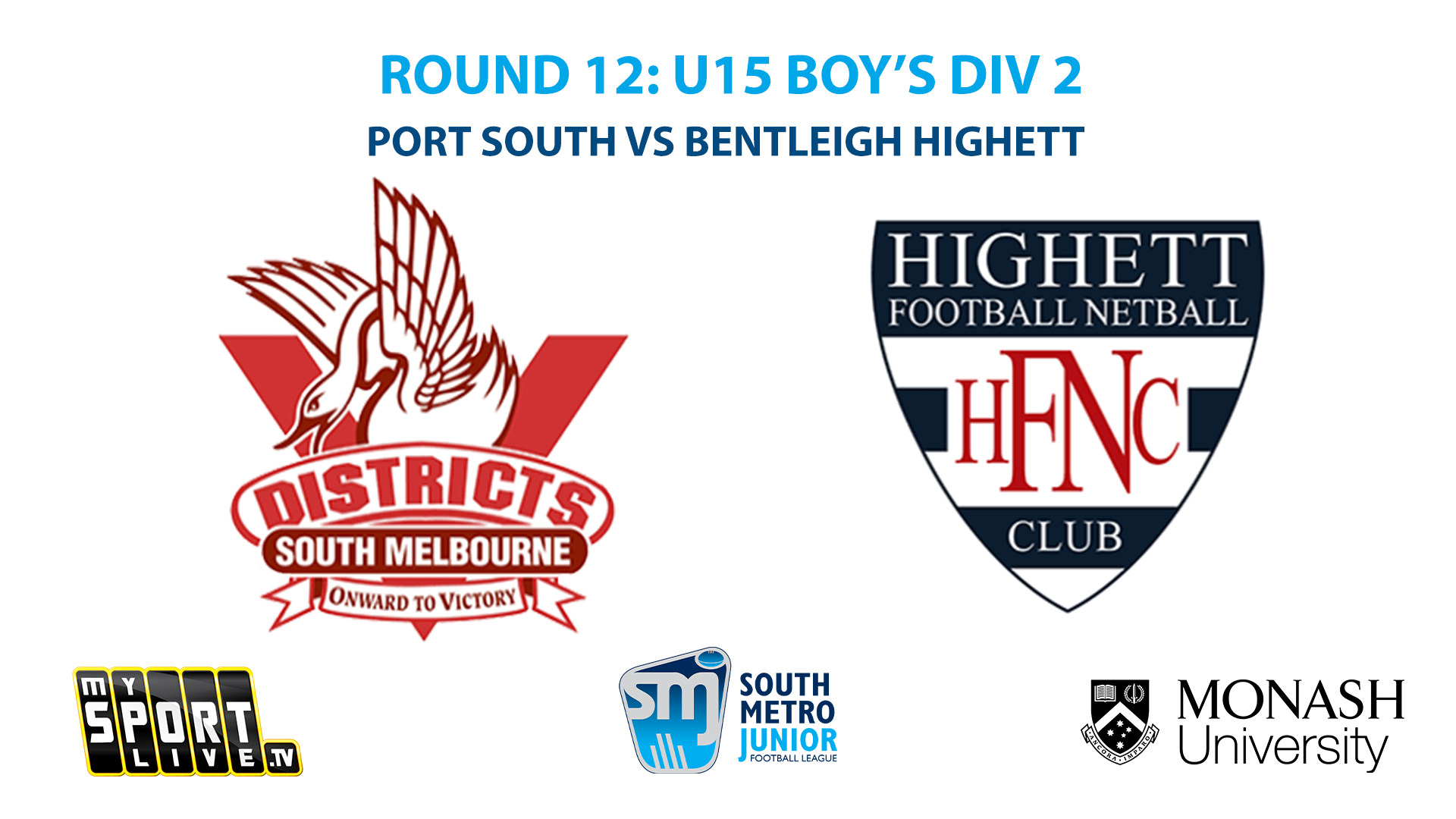 SMJFL R12: U15 Boys Div 2 - Port South vs Bentleigh Highett