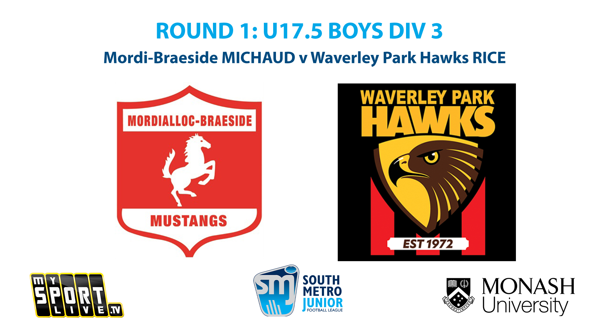 R1: U17.5 Boys Div 3 - Mordi-Braeside v Waverley Park Hawks