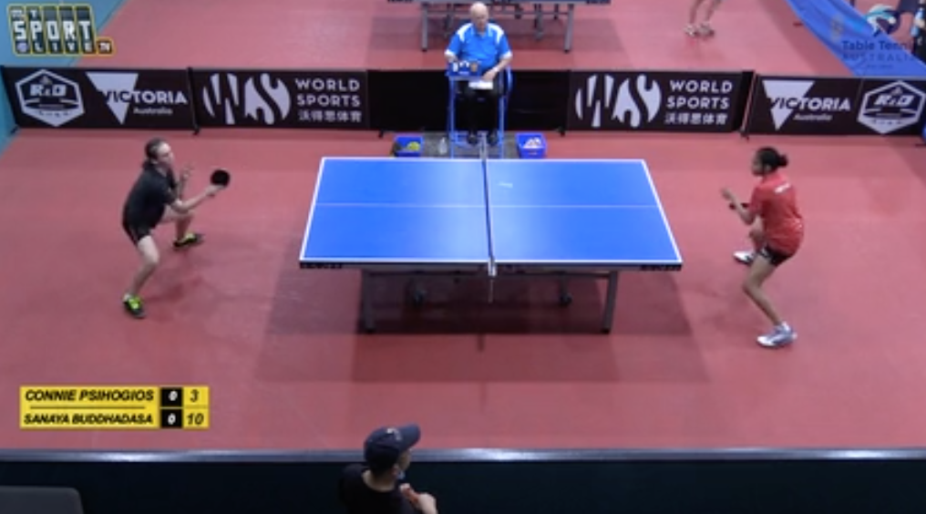 Womens' Singles: Sanaya Buddhadasa (VIC) vs. Connie Psihogios (VIC)