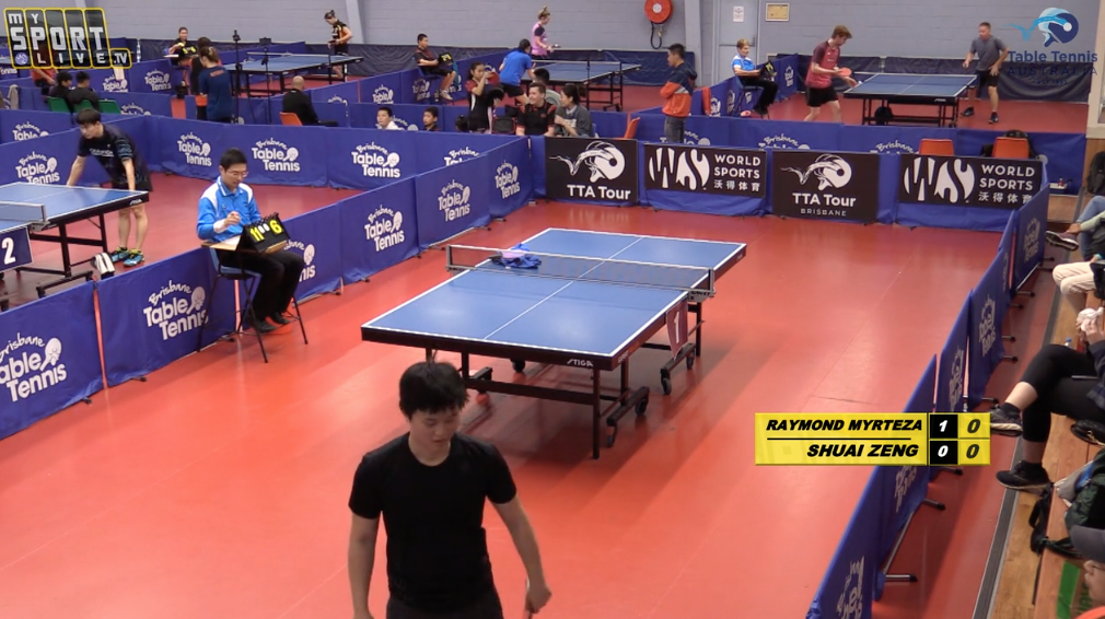 Men's Singles: Raymond Myrteza (VIC) vs. Shuai Zeng (QLD)