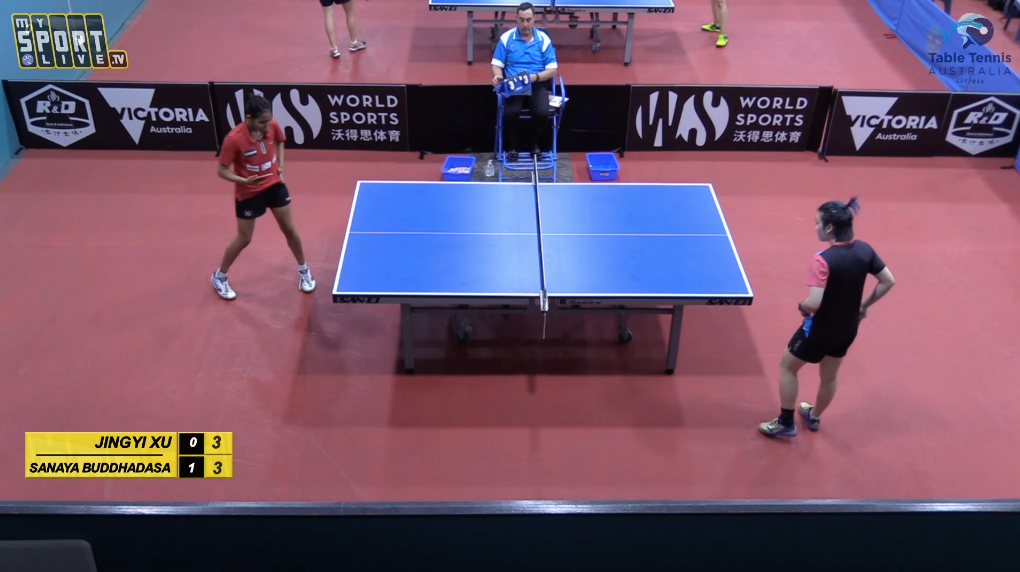 Womens' Singles: Sanaya Buddhadasa (VIC) vs. Jingyi Xu (QLD)