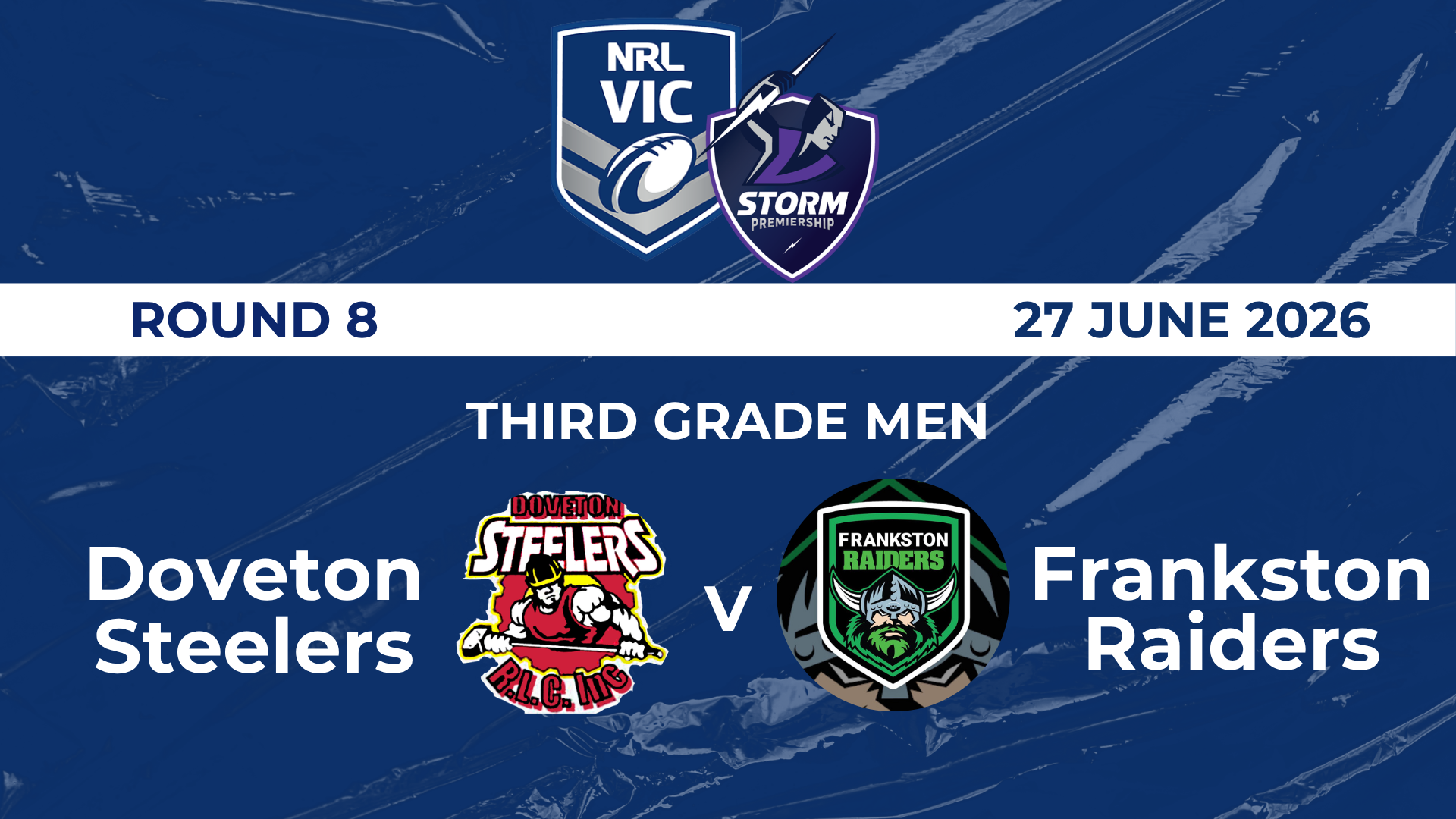 H1 2026 R8 Third Grade Mens - Doveton Steelers vs Frankston Raiders